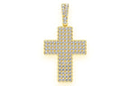 Half Bezel Cross Diamond Pendant 14k Solid Gold - 0.75 CTW