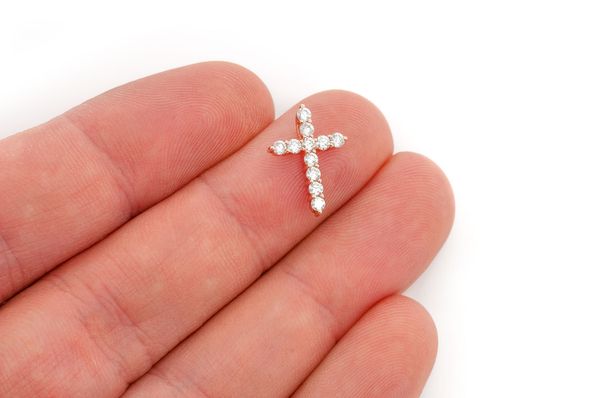 Men’s Cross Pendant VVS Diamonds in 14K Gold - 0.4 CTW