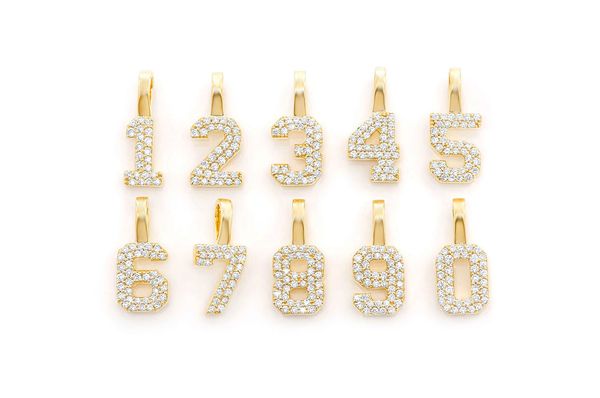 Small Jersey Number Diamond Pendant 14k Gold - 0.10 CTW