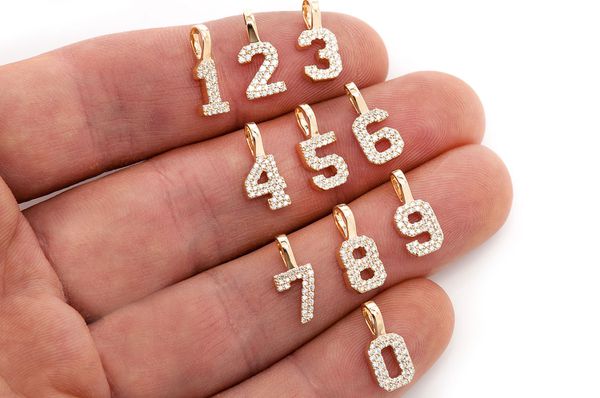 Small Jersey Number Diamond Pendant 14k Gold - 0.10 CTW