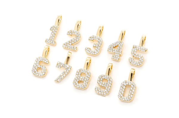 Small Jersey Number Diamond Pendant 14k Gold - 0.10 CTW