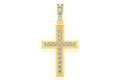 Men's 14K Solid Gold Angled Cross Pendant Fine Jewelry 0.33 CTW