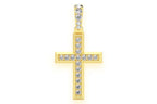 Men's 14K Solid Gold Angled Cross Pendant Fine Jewelry 0.33 CTW