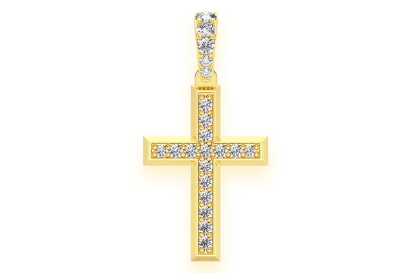 Men's 14K Solid Gold Angled Cross Pendant Fine Jewelry 0.33 CTW