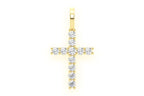 Small One Row Moissanite Cross Pendant 14k Gold - 0.55 CTW