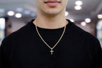 Small One Row Moissanite Cross Pendant 14k Gold - 0.55 CTW