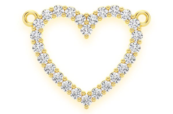 Open Heart Diamond Necklace Connected 14k Solid Gold - 0.35 CTW