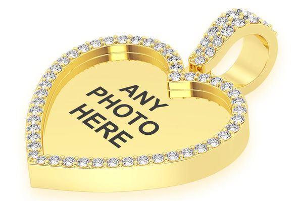 Heart Picture Diamond Pendant 14k Solid Gold - 0.40 CTW