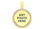 Round Picture Memory Diamond Pendant 14k Solid Gold - 0.33 CTW