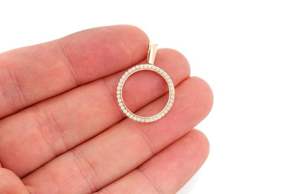 Round Picture Memory Diamond Pendant 14k Solid Gold - 0.33 CTW