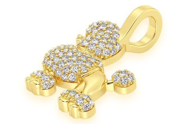 Poodle Diamond Pendant 14k Solid Gold - 0.33 CTW