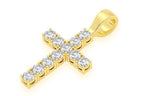 Small Gold Cross Necklace Solitaire Pendant