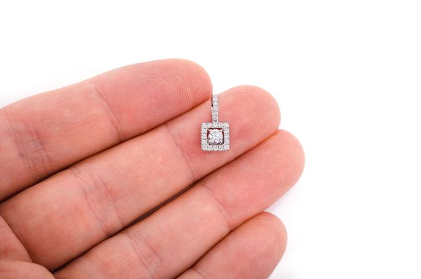 Square Halo Diamond Pendant 14k Solid Gold - 0.50 CTW