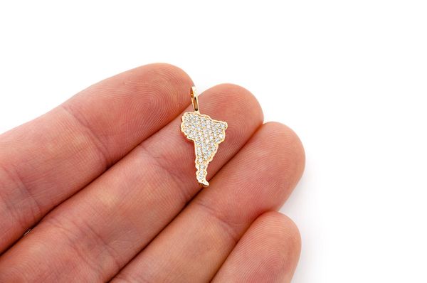 South America Diamond Pendant 14k Solid Gold - 0.25 CTW