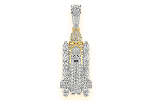 Spaceship Diamond Pendant 14k Solid Gold - 3.00 CTW
