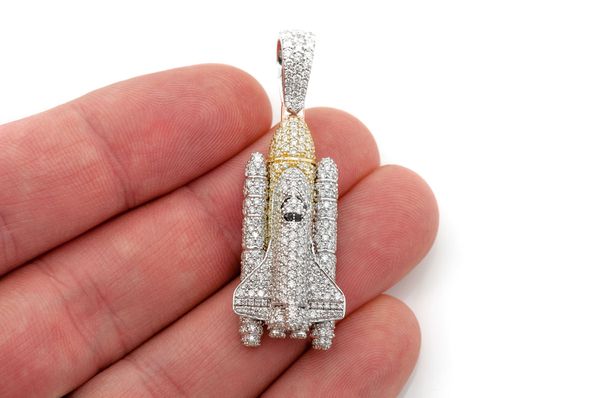 Spaceship Diamond Pendant 14k Solid Gold - 3.00 CTW