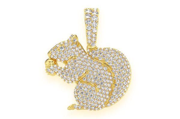 Squirrel Diamond Pendant 14k Solid Gold -1.25 CTW