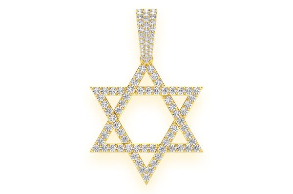 Star Of David Diamond Pendant 14k Solid Gold - 1.9 CTW