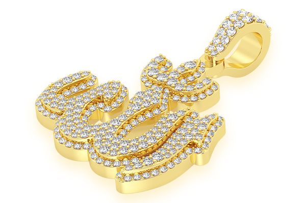Custom Arabic Letter Diamond Pendant 14K Solid Gold - 1.66 CTW