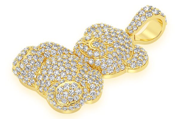 Teddy Bear Diamond Pendant 14k Solid Gold - 6.5 CTW