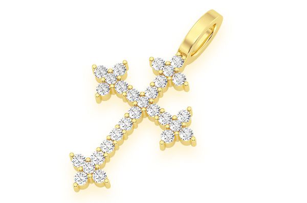 Gold Cross Pendant Men's Three Point Diamond Charm
