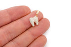 Diamond Tooth Pendant 14k Solid Gold - 0.50 CTW