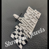 925 SILVER VVS MOISSANITE RACER NAME CHARM DIAMOND PENDANT
