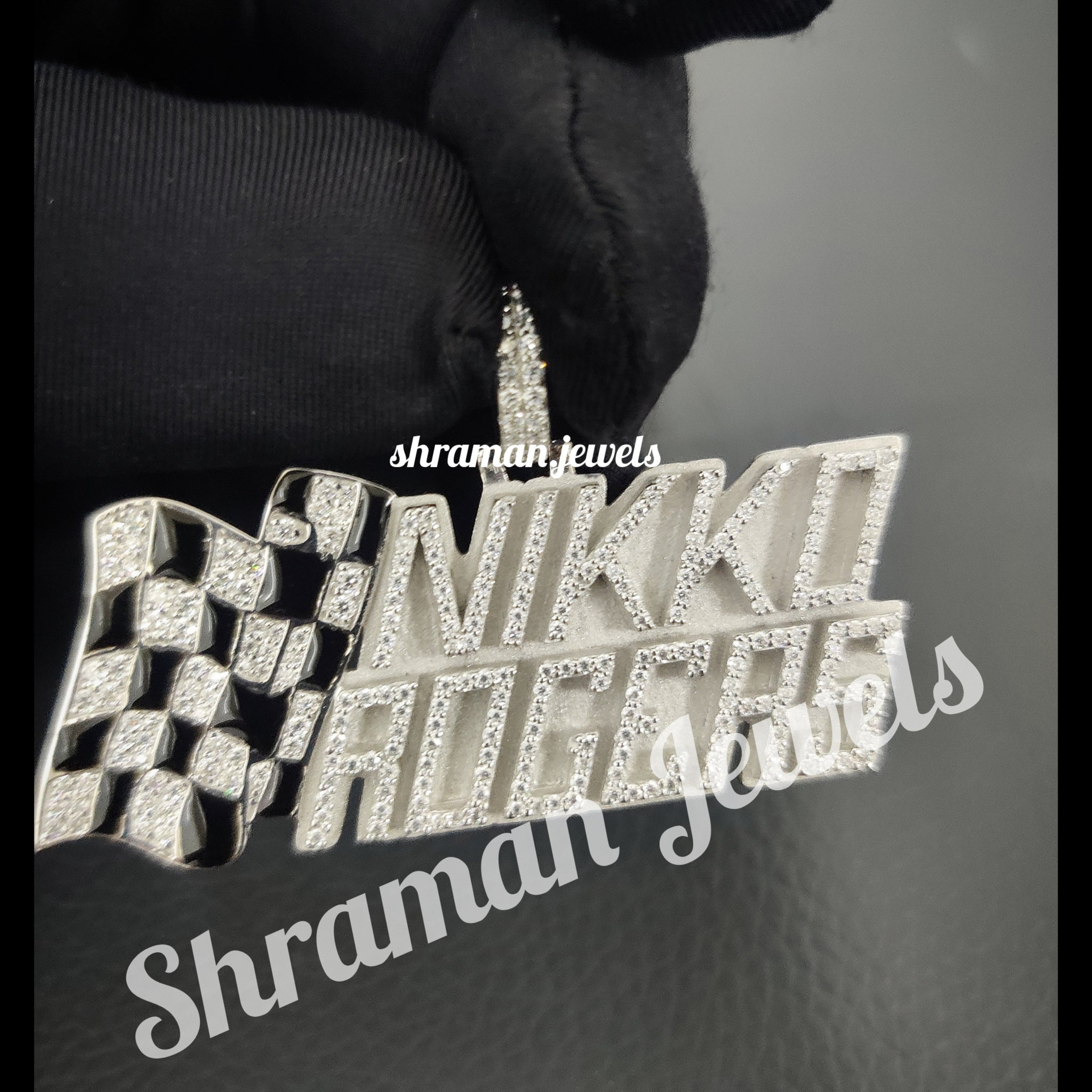 925 Silver Custom Diamond Letter Pendant Personalized Moissanite Name Charm -1.63CTW