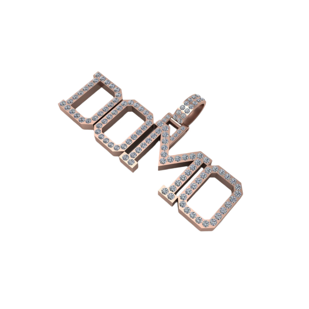 VVS Diamond Custom Name Pendant 14K solid Gold - 2.20 CTW