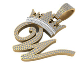 ICED OUT CROWN WITH INITIAL LETTER "W" Unisex NECKLACE CHARM PENDANT FOR GIFTS IDEAS