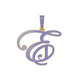 CUSTOM INITIAL LETTER "E" MOISSANITE CHARM COLORED DIAMOND TESTER PASS PENDANT