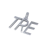 Custom Hand Made 925 SILVER TRE Letter VVS Diamond Necklace Charm Pendant