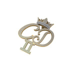 Men's Custom Diamond Letter Pendant Crown Charm - 3.84 CTW