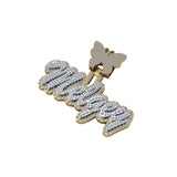 Iced out Custom "Melgey" with Butterfly Bail VVS Moissanite Letter Name Pendant