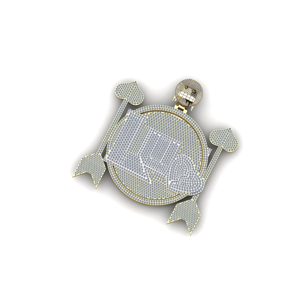 Diamond Round Heart Pendant Unique Arrow Charm - 39.51 CTW