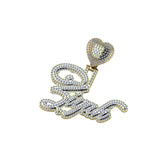 Custom letter "ZIYAH" VVS  Diamond With Heart For Valentine Gift of Pendant