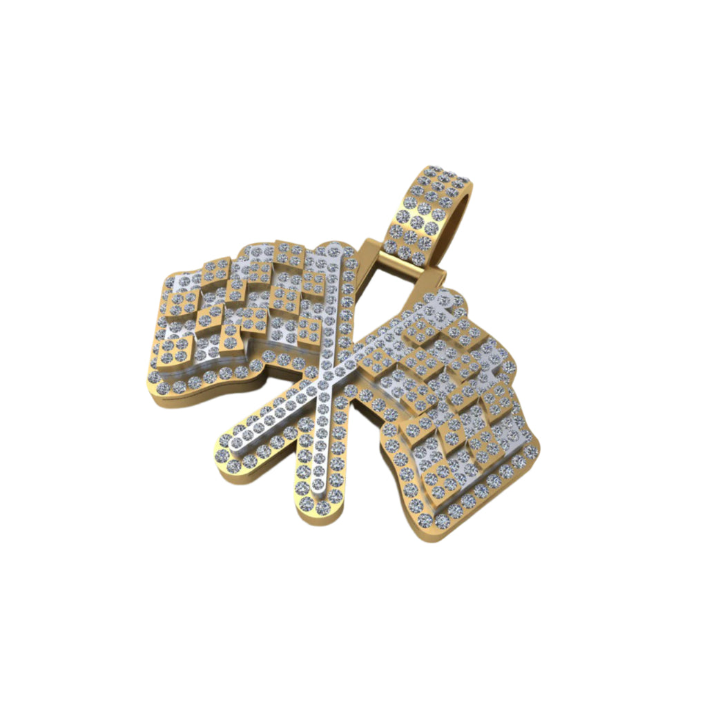 Custom Hip Hop Diamond flag Pendant 10K solid Gold - 2.59 CTW
