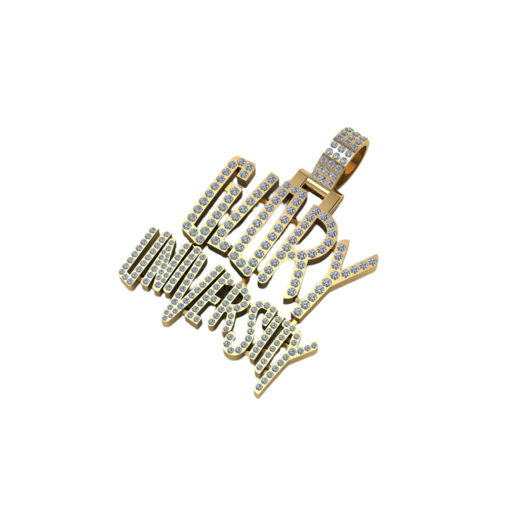 Custom Gold Necklace Pendant GLORY Name Charm - 2.8 CTW